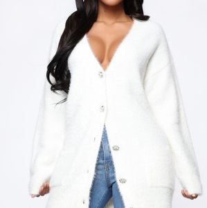 Beautiful Ivory Fuzzy Cardigan NWOT